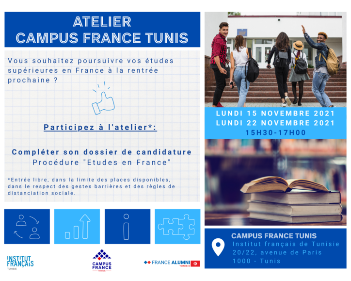 Ateliers Campus France Tunis : Programme Novembre 2021 | Campus France